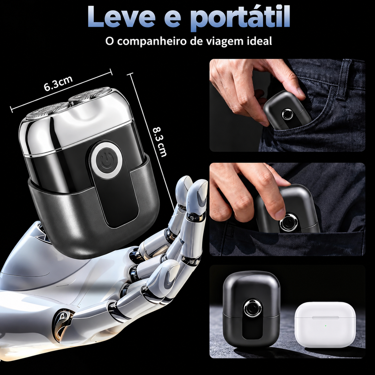 Mini Máquina de Barbear Elétrica para Homem