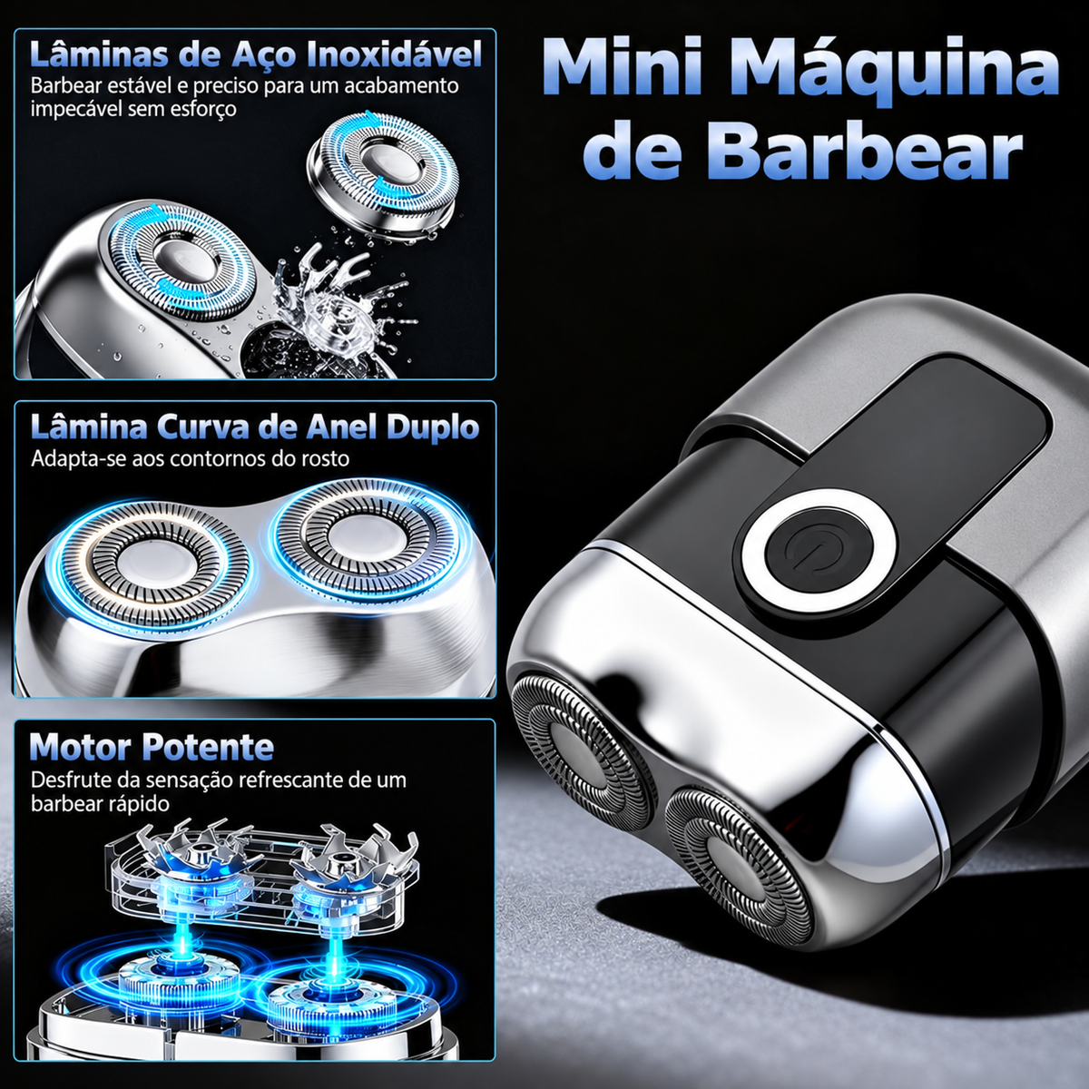 Mini Máquina de Barbear Elétrica para Homem